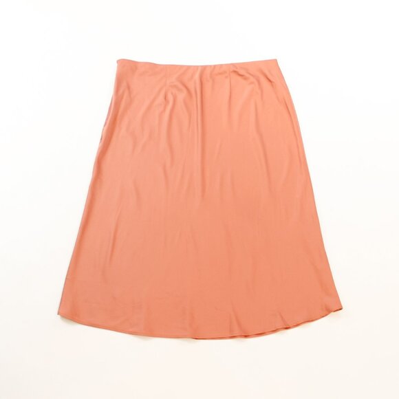 Curvy 3X! Blush Coral Satin Midi Skirt | Slip Style for Feminine Luxe - Picture 5 of 8